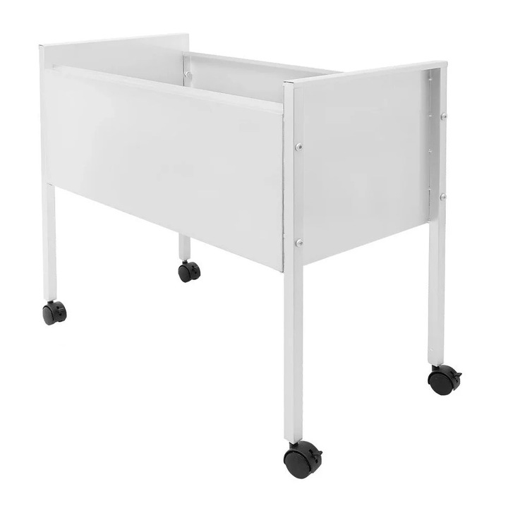 Dulap mobil pentru dosare, otel carbon, roti blocabile, alb, 70x37x60 cm, capacitate 30 kg