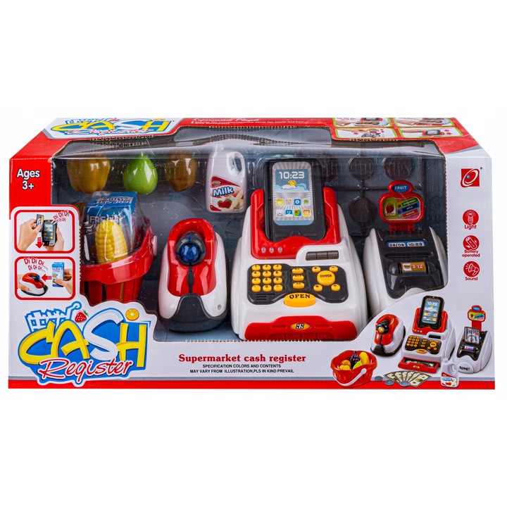 Set joaca supermarket, casa, cititor coduri, terminal carduri, multicolor, 34x20x17cm