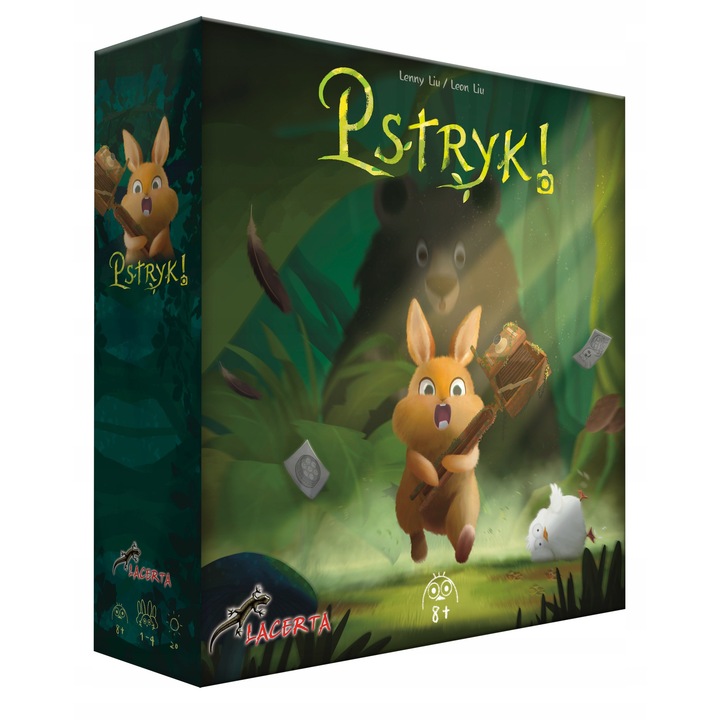 Társasjáték Pstryk!, 4 tábla, 105 állat zseton, többszínű