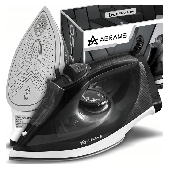 Fier de calcat cu abur, Abrams, 3000W, ceramica, sistem Anti-Drip, sistem Anti-Calc