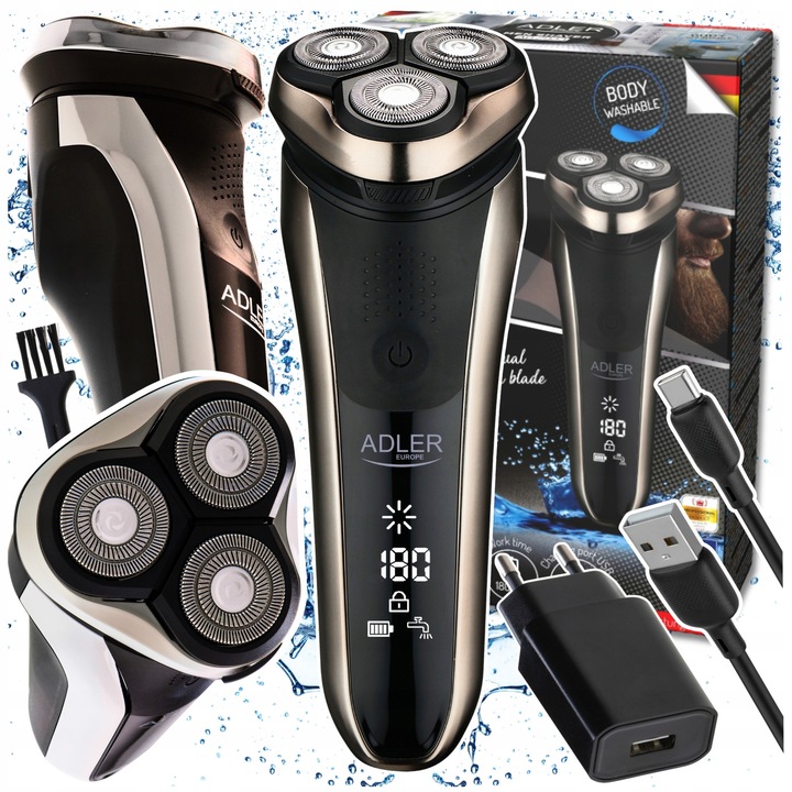 Ras electric Adler, 3 capete, waterproof, 57x60x160mm, 270g