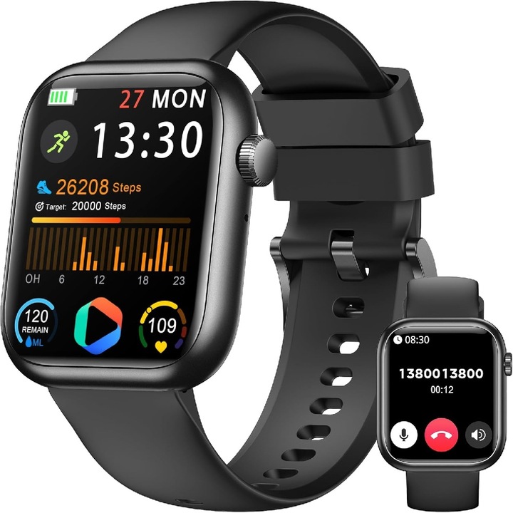 SmartWatch pentru Femei si Barbati, Alexa Integrata, Raspunde/Efectueaza Apeluri, Ceas Fitness de 1.83” cu Monitorizare a Ritmului Cardiac, Monitorizare a Somnului, Pedometru, Smartwatch Rezistent la Apa IP68 Compatibil cu Android si iOS