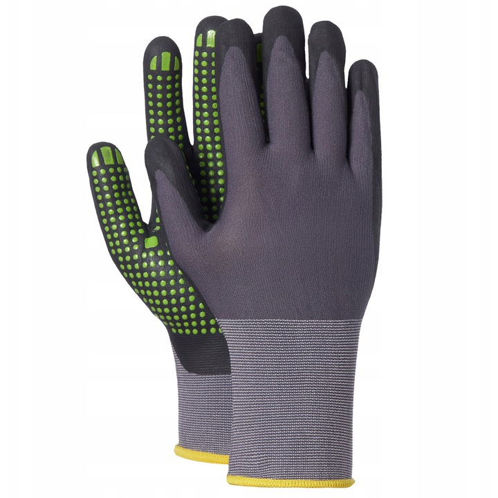 Manusi de protectie Begris NitroFLEX, 12 perechi, marimea 9, gri, material spandex si lycra, acoperite cu PVC