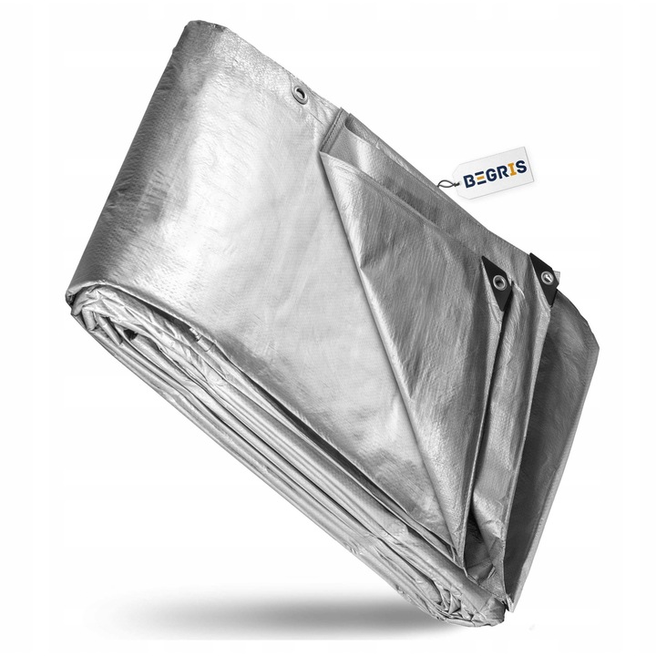 Plandeka Begris 4x8m, 130g/m2, rezistenta la apa, mrozoodporna, cu ochiuri metalice