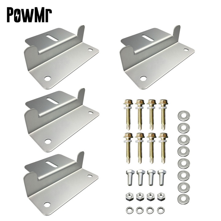 PowMr set 4 Suporti Z pentru Montare Panouri Solare Constructie Usoara din Aluminiu Rezistenta la Coroziune pentru Rulote, Remorci, Barci, Yacht-uri, Perete si Alte Instalatii pe Acoperis in Sistem Off-Grid