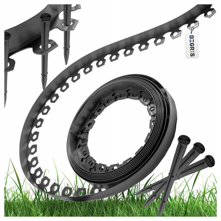 Obraje de gradina Begris set 50m, plastic, flexibil, rezistent, negru, 4cm