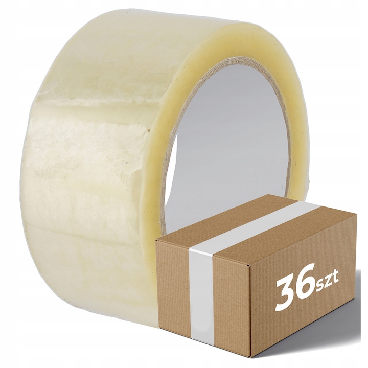 Banda adeziva Begris, transparenta, 48mm x 91m, set 36 bucati, rezistenta la conditii atmosferice, ecologica