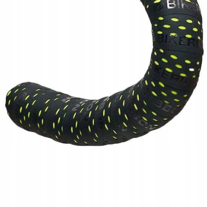Banda pentru ghidon Bike Ribbon Drops, negru-limonk, 2x210cm, set cu capace, protectii