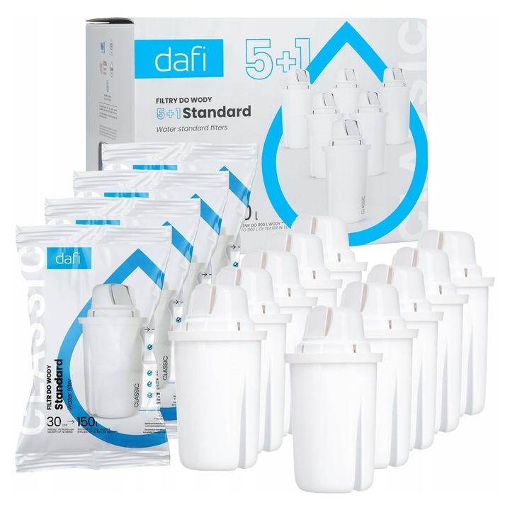 Filtre Dafi Standard Classic 10 bucati, reducere tarie apa, carbon activ, rasina schimbatoare de ioni