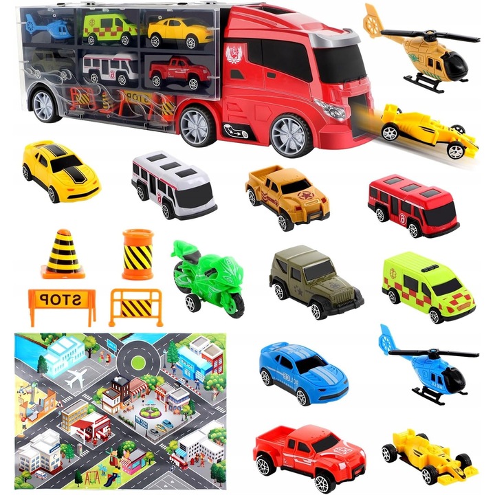 Set masinute de jucarie, deAO, set de 12, multicolor