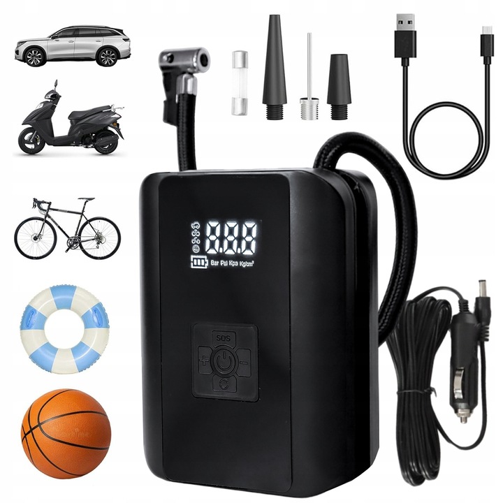 Elektromos pumpa, Alogy, vezeték nélküli, 0,2-10,3 bar, 12x15x5,5cm, fekete