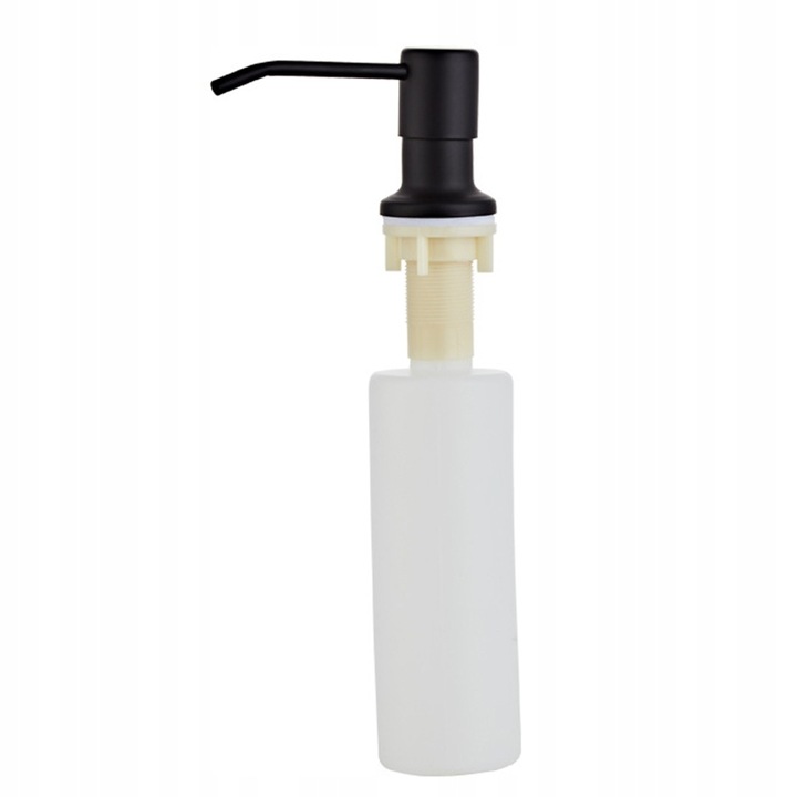 Dozator Detergent Vase, Sunbest, 400ml, Plastic PVC, Negru Mat, Cap Pivotant 360 Grade, Umplere Superioara, Orificiu Montaj 25-40mm, Instalare Rapida, Accesoriu Chiuveta Bucatarie, Design Modern, Calitate