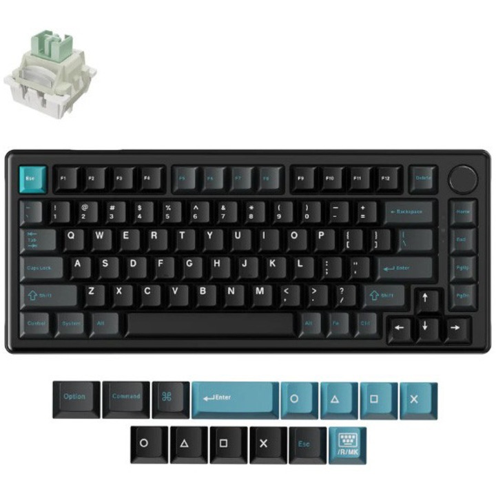 Tastatura mecanica wireless gaming Keychron J2 HE 8K, USB-C, comutatoare Hall/TMR, layout compact, QMK Launcher, macOS/Windows/Linux