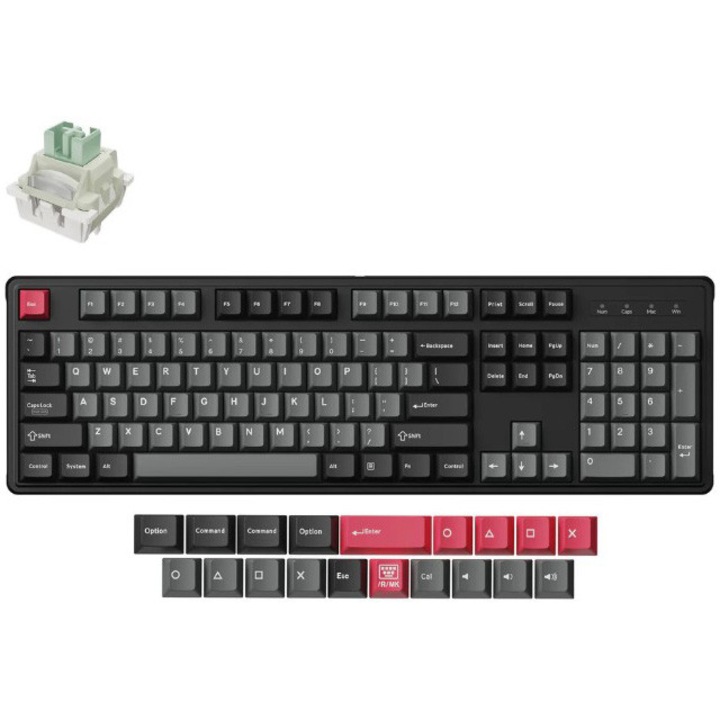 Tastatura mecanica wired Keychron C4 HE, switch-uri Ultra-Fast Lime Magnetic, cablu USB-C, negru, Full Size 104 Key, macOS/Windows/Linux