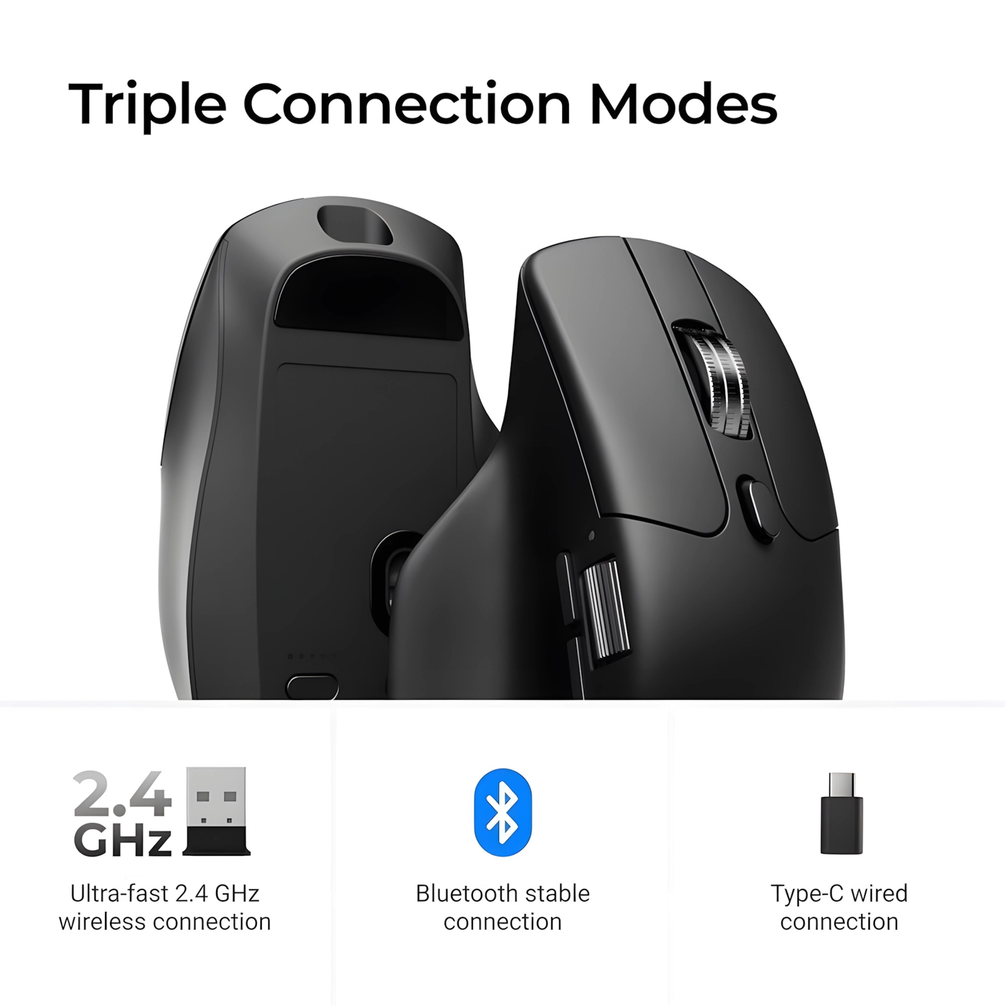 Mouse wireless Keychron M6, Tri-Mode (2.4GHz, Bluetooth 5.3, USB-C), senzor PixArt 3311, 12000 DPI, polling rate 1000Hz, baterie 800mAh, autonomie max 165h, 11 butoane programabile, switch-uri Silent Micro, Metal Scroll Wheel, Keychron Launcher, negru — imaginea 6