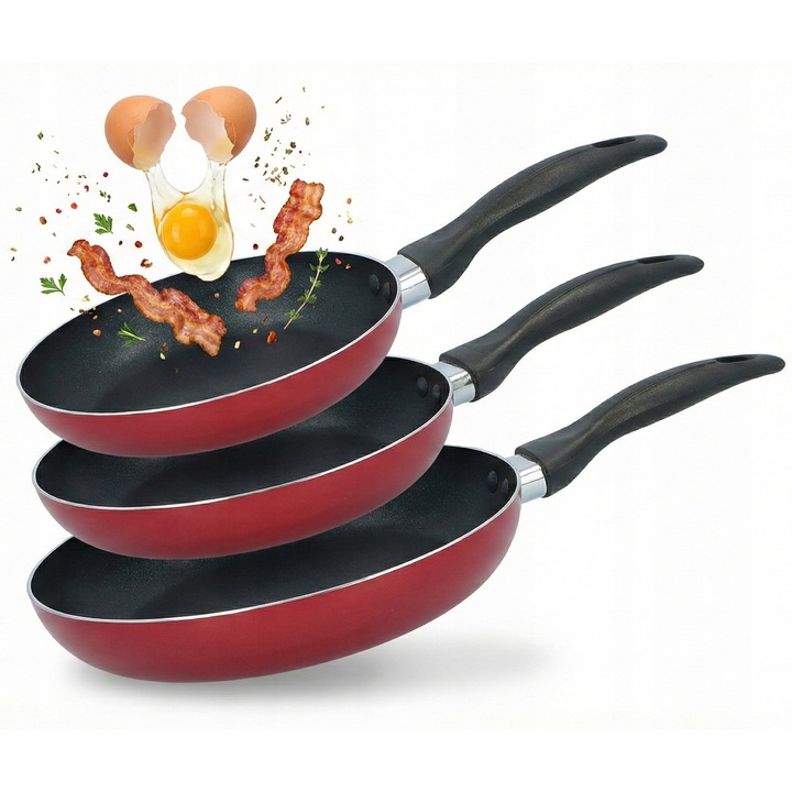 Alpina 3 részes serpenyő készlet 20x24x28cm fekete, tapadásmentes, minden típusú főzőlaphoz