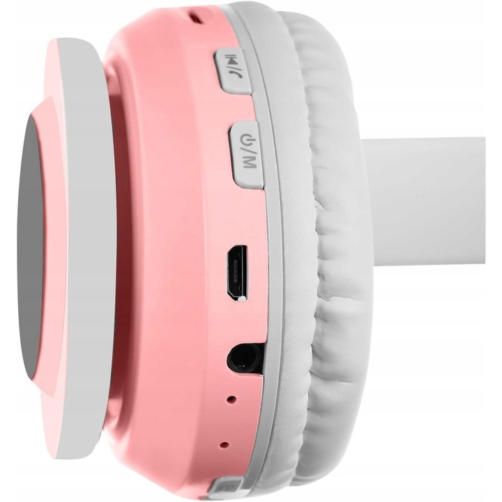 Casti wireless pentru copii, Appio, Bluetooth, microfon, roz/gri