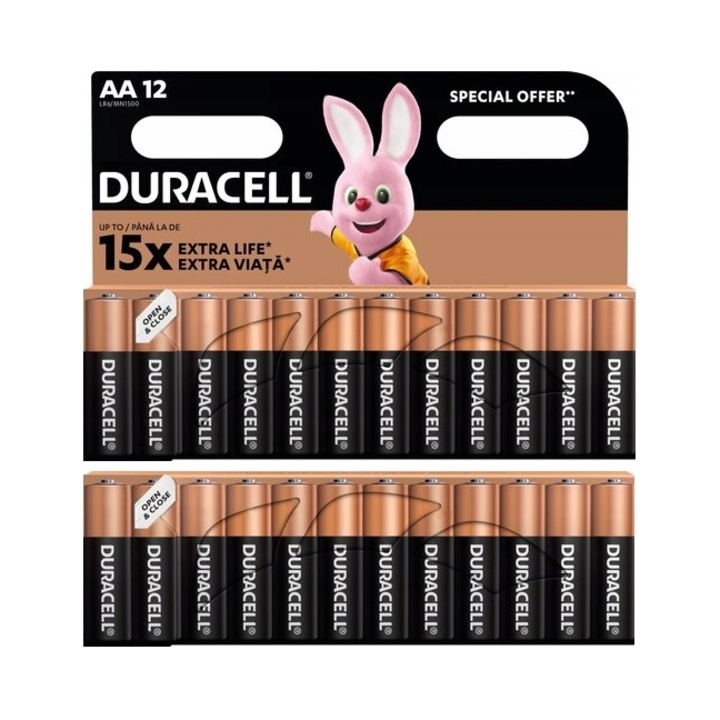 Алкални батерии Duracell Extra Life AA 24 броя, 1.5V