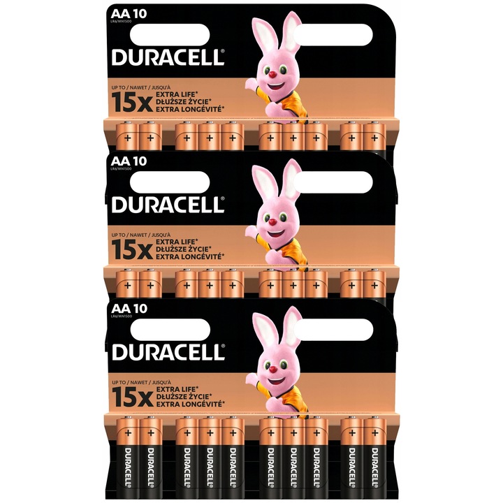 Set 30 Baterii Alkaline R6 AA 1,5V Duracell
