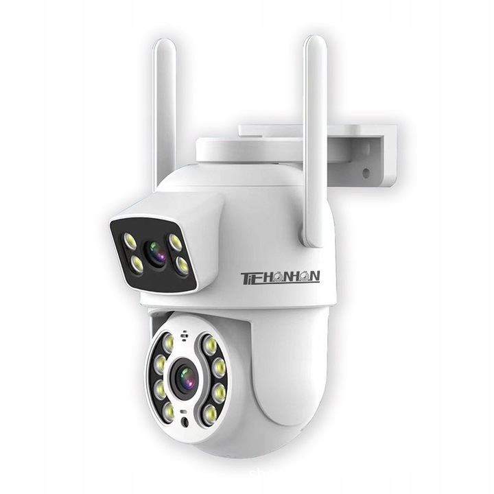 IP камера TIEHANHAN T-IS07, двоен обектив 3MPx, детекция на движение, нощно виждане, бяло/черно