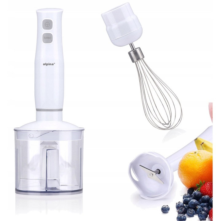 Комплект блендер 3в1 Alpina, 400W, Бял, 2 скорости, 500мл