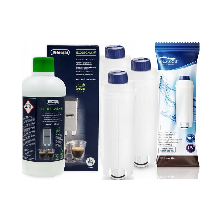 Set Filtre apa Aqualogis AL-S002 3 bucati + Odkamieniacz DeLonghi EcoDecalk 500ml