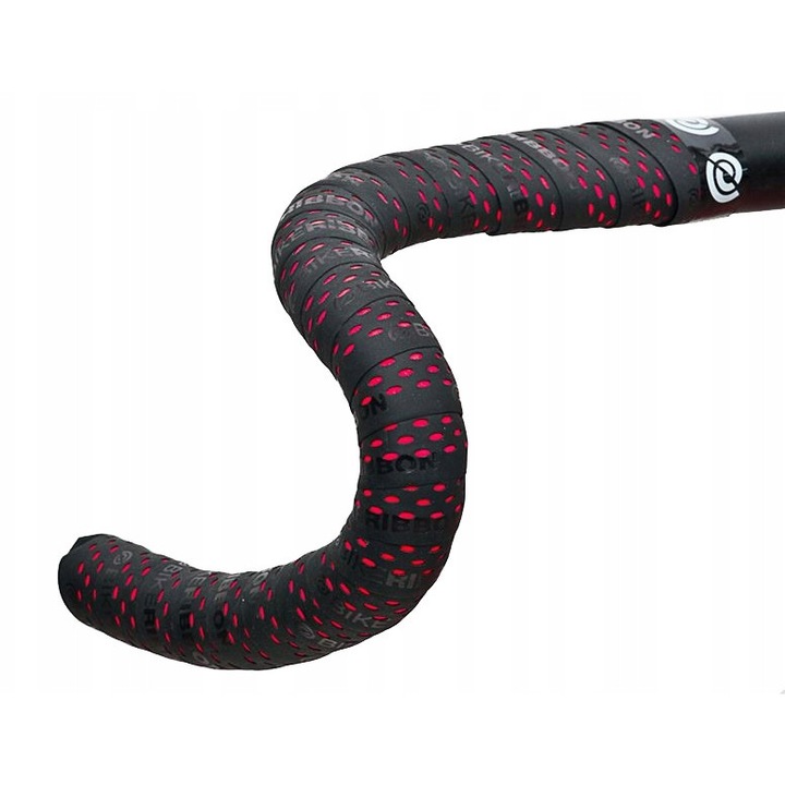 Ghidoline bicicleta Bike Ribbon Drops, 2x180cm, negru-galben, set 2 bucati, cu capace si autocolante de protectie