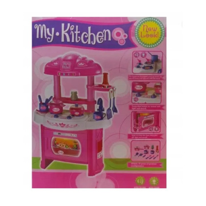 Set bucatarie copii Gazelo, cu functie de lumina si muzica, 67x30x64.5cm