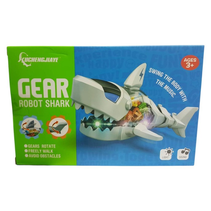 Rechin interactiv electric, mers, balans pe muzica, evitarea obstacolelor, 3 ani, plastic