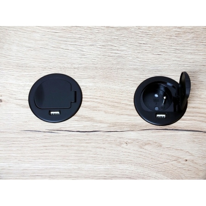 Priza electrica, Design Light, SINGLE BOX, 1xUSB, 1,8m, negru