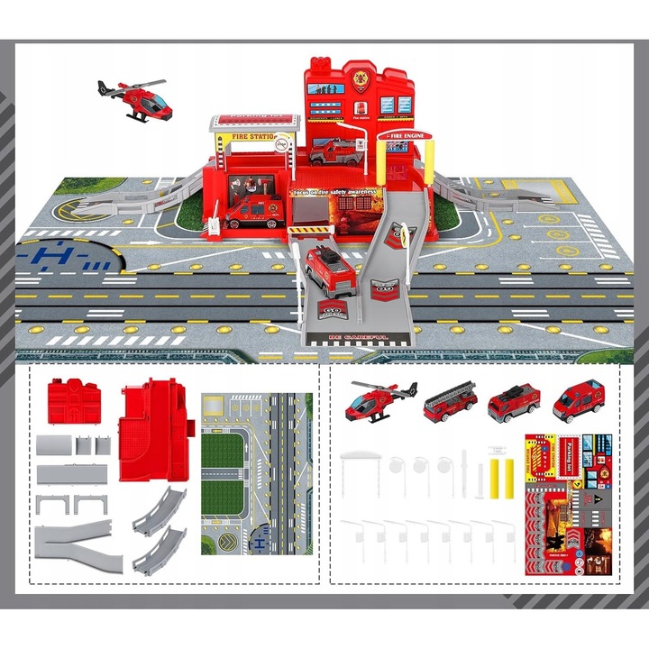 Interaktív játék készlet gyerekeknek, deAO, tűzoltóautó, 16x