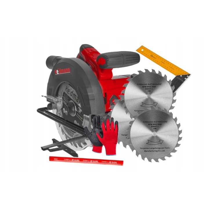 Fierastrau circular Heidmann, 2400 W, 185mm, cu 2 discuri pentru lemn, 250mm