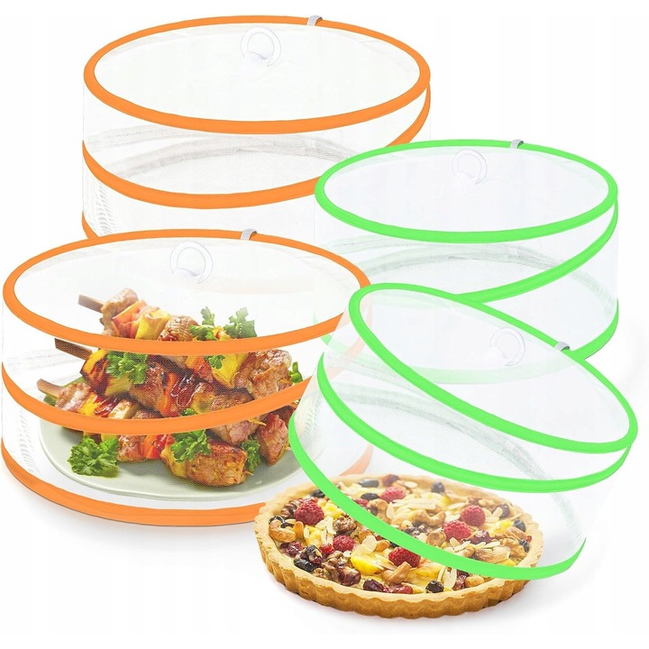 4 darabos élelmiszerháló készlet, Ecooe, 2 méretben, narancssárga és zöld, 34x18cm és 30x15cm