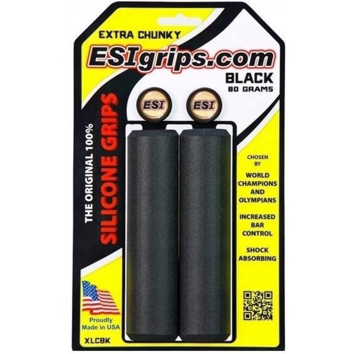 Mansoane ESI Extra Chunky, 80g, 133x34mm, negre, set cu 2 dopuri