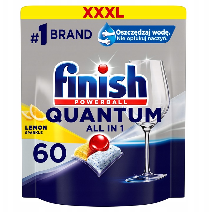 Detergent vase Finish Quantum All-in-1, 60 capsule, lemon, multifunctional, 3 camere