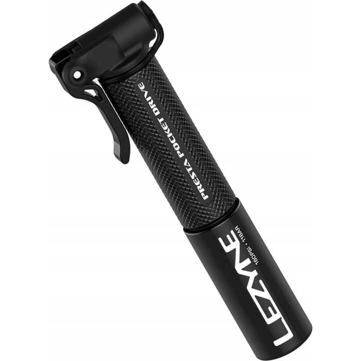 Помпа за велосипед Lezyne Pocket Drive, високо налягане, 160 PSI, черна, 145x38x23mm