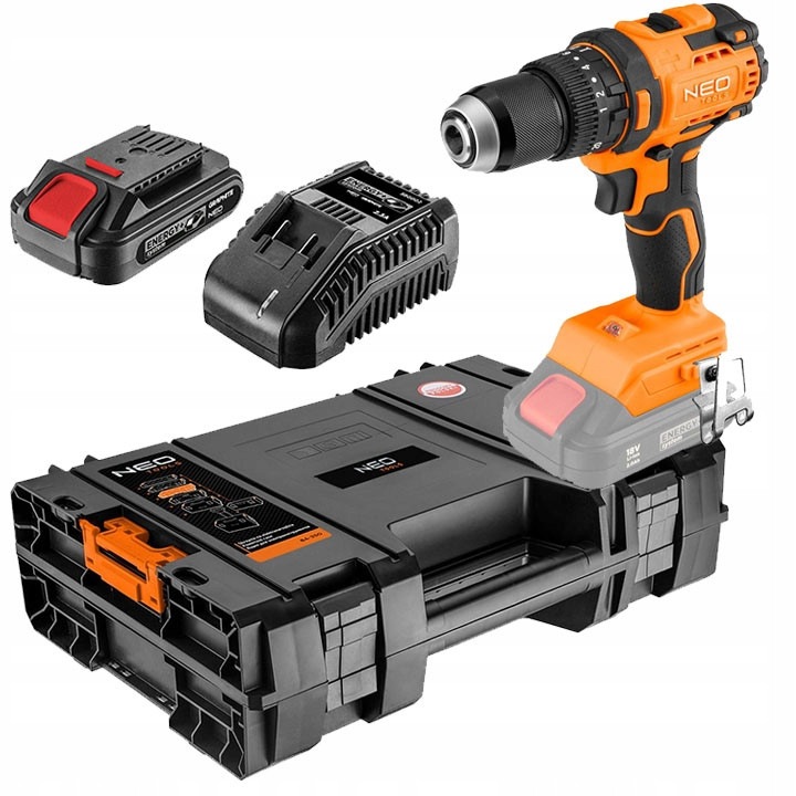 Set Wiertarko-insurubare 18V NEO, 95 Nm, cu valiza, acumulator 2Ah, incarcator