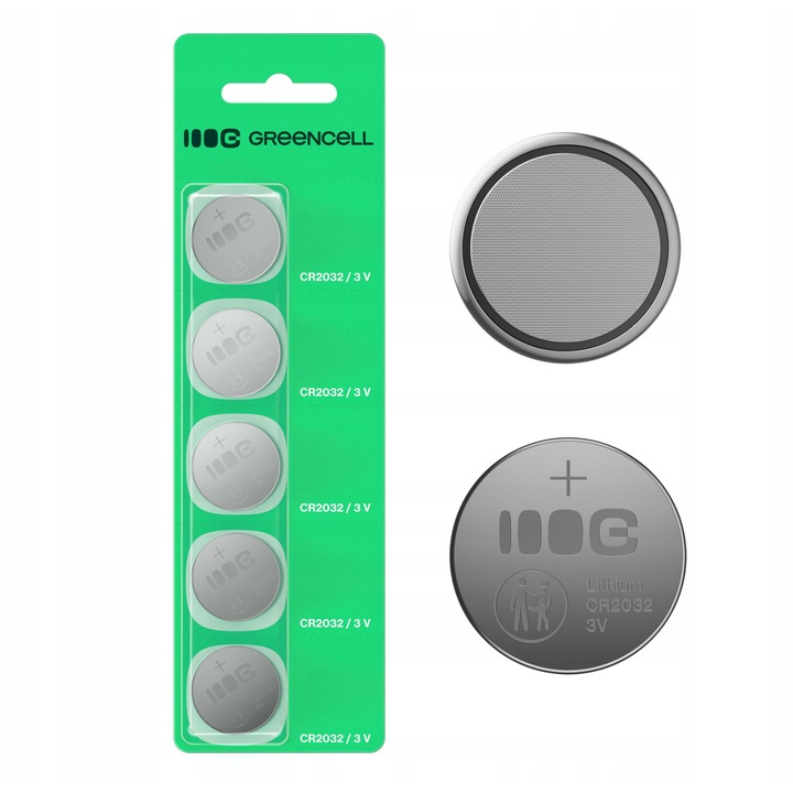 Baterii litium CR2032 Green Cell set 5 bucati 3V 220mAh 20x3.22mm