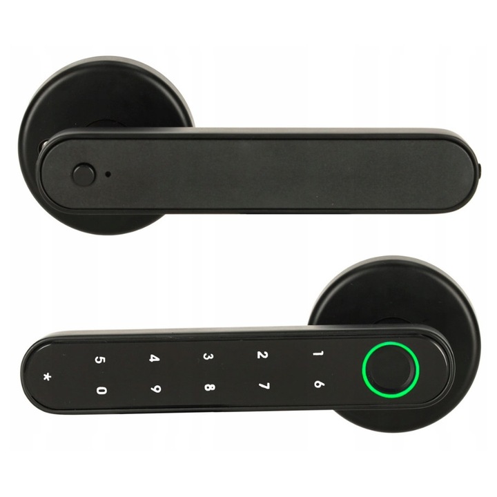 Incuietoare electronica cu cod si amprenta, Ikonka, Bluetooth, neagra