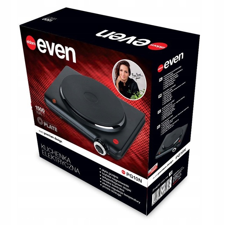 Plită electrică Eldom PG10N, 1500W, 16cm, neagră, portabilă
