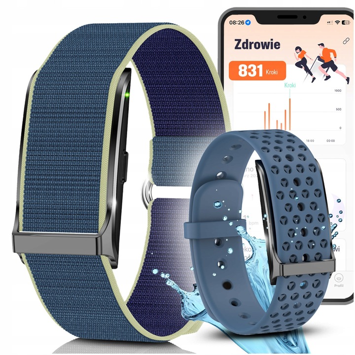 Фитнес гривна JG Smart, модел JG-59, мониторинг на здравето, водоустойчива, синя, размери 40мм x 21мм x 6мм