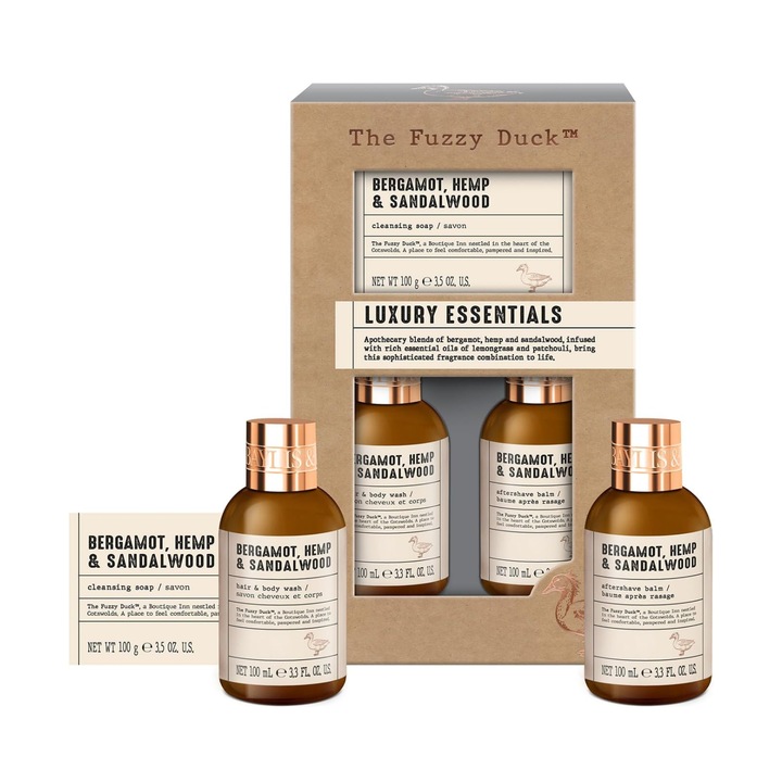 Set de baie Baylis & Harding, pentru bărbați, 3 produse, prospețime de lungă durată, aromă de bergamotă, 100ml+100g+100ml