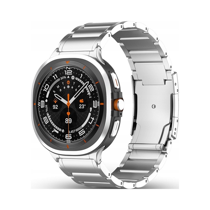 Bransoleta tytan pentru Samsung Galaxy Watch Ultra 47mm, reglabila, 22mm, argintie