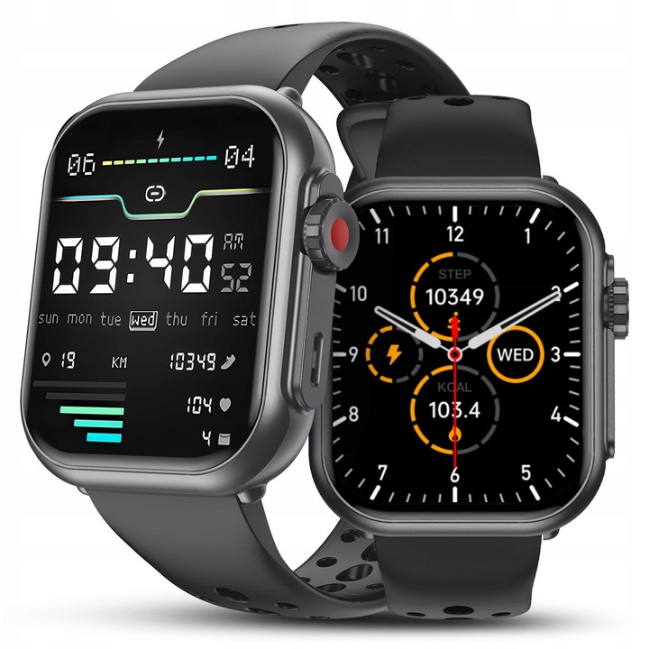 Smartwatch sportiv, JG Smart K62W, 1000mAh, ecran 1.85 inch, rezistent la apa, culoare neagra, set complet