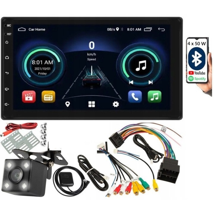 Radio auto 2 DIN, Android 12, 7 inch, Bluetooth, camera de marsarier inclusa