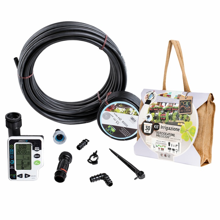 Комплект за напояване Hydrostab Balcony, До 30 саксии, Всички фитинги и връзки, С включен програматор