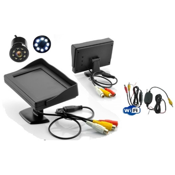 Monitor LCD 4.3", camera de marsarier Kopier, 8 LED-uri, wireless, set