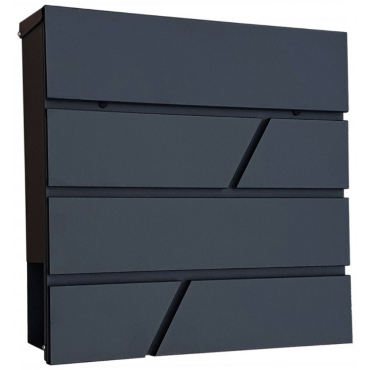 Cutie postala METRO Terra, grafit, 37,5x37x10,5cm, cu gazetnik, 2 chei