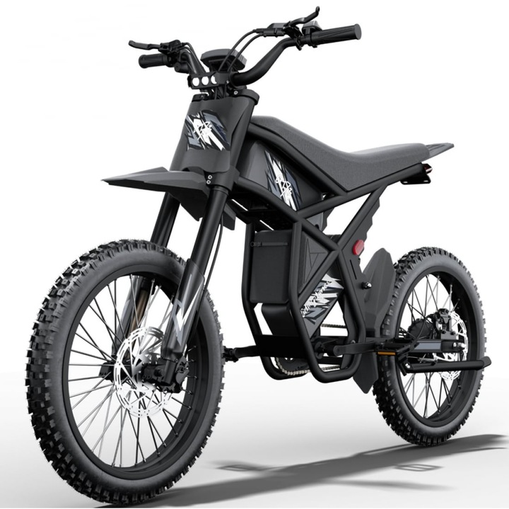 GT73 Електрически велосипед 2400W, двойна батерия 48V 36.4Ah, скорост до 60 км/ч, офроуд гуми 25", хидравлични спирачки, черен