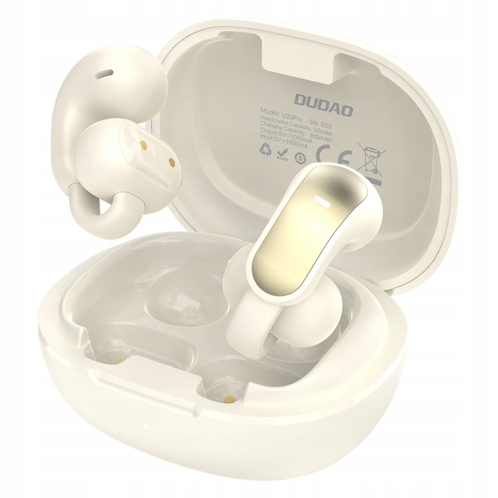 Casti wireless Dudao U20 Pro TWS, Bluetooth 5.4, HiFi, alb, 50 mAh